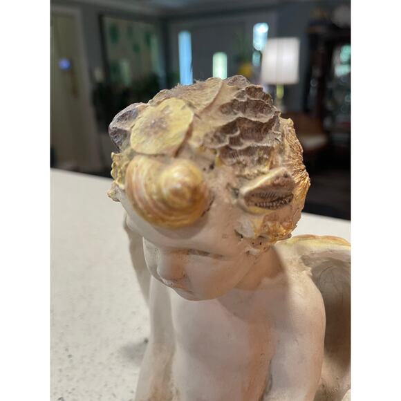 Signed Vintage R. Shipman Mermaid Cherub Shelf Sitter Statuette - Picture 6 of 7